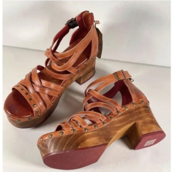SOLD Bed Stu Antonelli Brown Leather Platform Sandals sz 10 - Picture 9 of 11